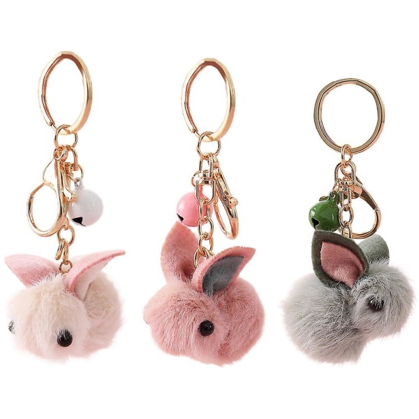 3 st Lovely Rabbit Nyckelring Cartoon Bag Hänge Hängande Ornament (slumpmässig färg)