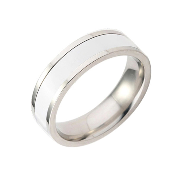 Ring Fashion Dekorativ Titanium Stål Unisex Simple Finger Band til dagligdagen White and White US 9