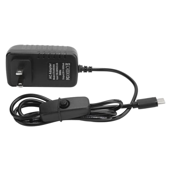 Raspberry Pi 4B 5V 3A Type C strømadapter med av/på-bryter 100-240V US-plugg