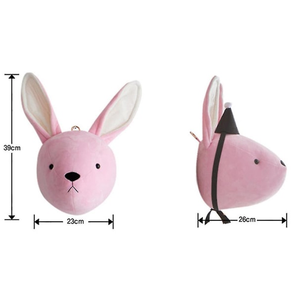 3D-seinälle kiinnitettävä eläimen pään huopakoukku nukkekoukku Rabbit