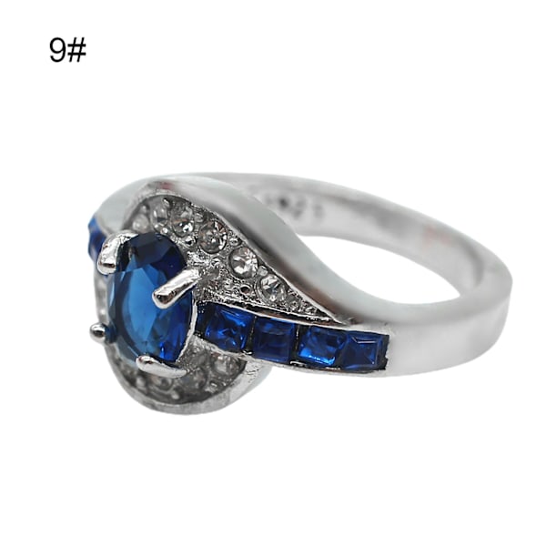 Ring Elegant reptålig legering blå rhinestone ring för semester 7