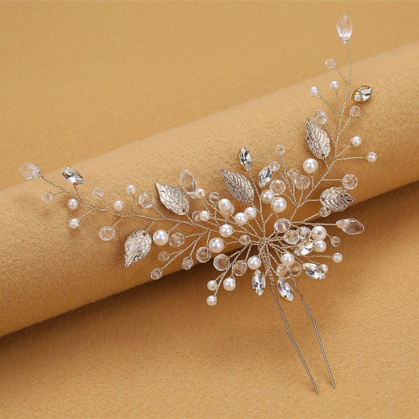 Golden Leaf Pearl hårnål Fashionabla legering Brudbröllop Hårkläder Charmiga smycken presenter för kvinnor