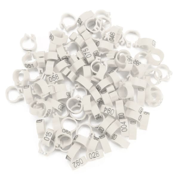 100 st 8MM Vita Plastfågelbenringar