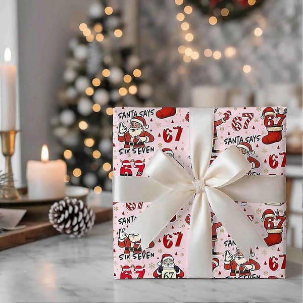 Presentinslagspapper för julfesttillbehör Premiumkvalitetspapper för kontorsskämtpresentutbyte Pink 2pcs