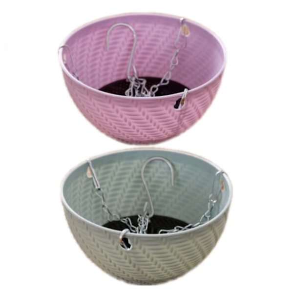 2 små hængepotter i rattan, saftige hængepotter, mini-hængende potter, nordiske farvede plasturtepotter (blå + lilla),