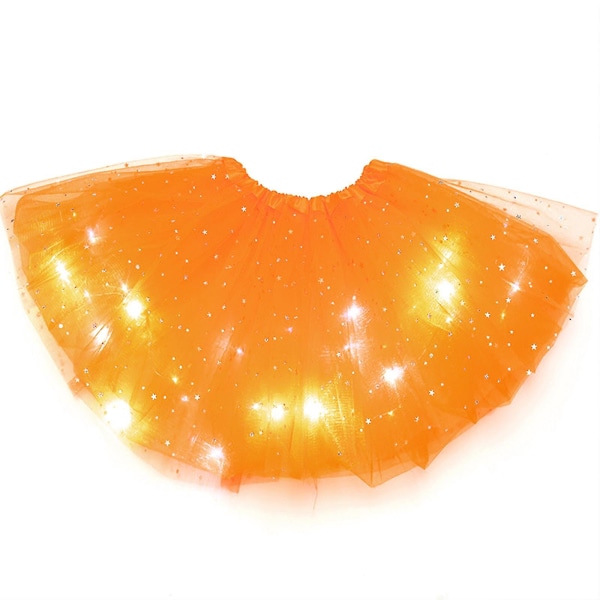 Led Glødende Lys Blomster Prinsesse Tutu Nederdele Piger Fairy Costume Light Up Nederdel orange