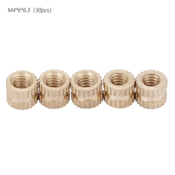 Räfflade runda mässingsmuttrar M4 6mm x 6.3mm 30 st
