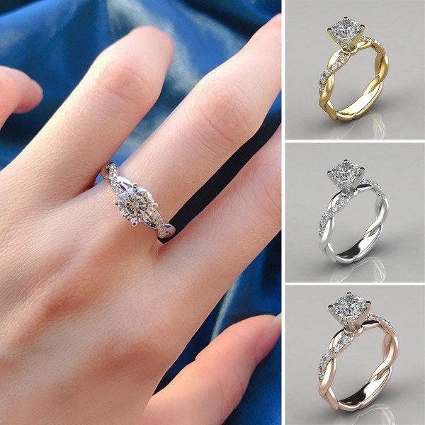 Vigselring vriden gnistrande high-end Big Rhinestone Knuckle Circlet kvinnliga smycken Platinum US 8