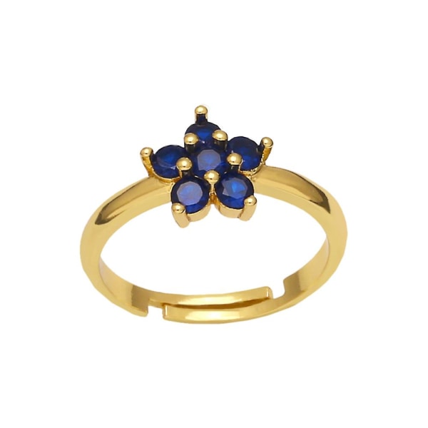 Ring Vintage Zircon Flower Stud Modesmycken Ac8941 Blue