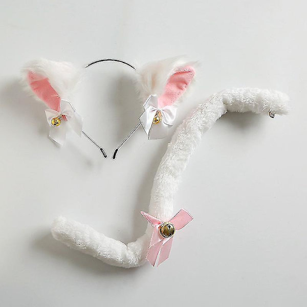 Cat Fox Wolf Øreformet pandebånd og cosplay hale Halloween kostume forsyninger Black