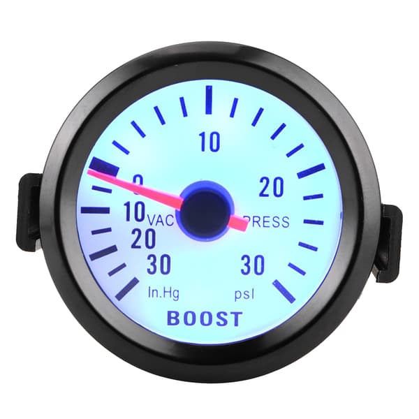 Universal Boost Pointer Vakuumtrycksmätare 0-30PSI 12V Blå LED-urtavla 52mm Dia för bilmotorer