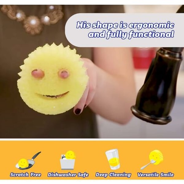 Magic Smiley Cleaner Smiley Imitation Loofah Svamp Torka Honeycomb Svamp Hushållskök Rengöring Diskdisk Bomull