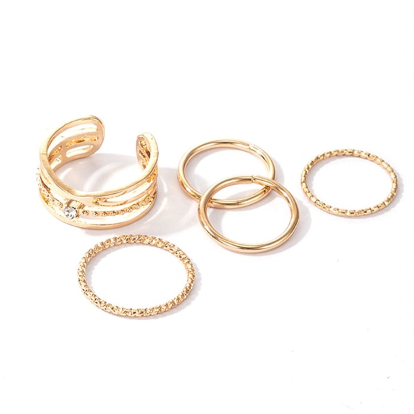 5 stk/sæt Ring Letvægts matchende guldfarve skinnende ledring til bryllup