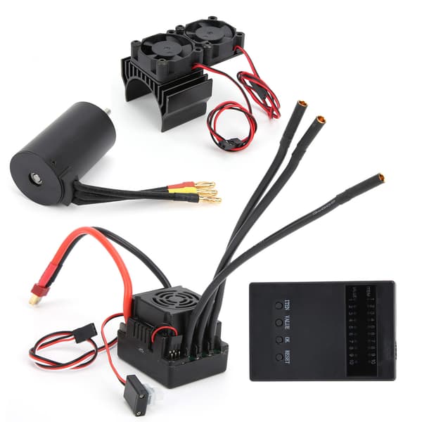 3660 3800KV Børsteløs Motor 80A ESC Programmeringskort Køleventilator til 1/8 RC Bil