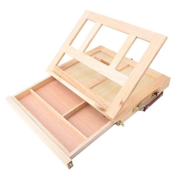Justerbart, transportabelt, foldbart staffeli til kunstnere, tegnebord, bordmodel, skitseboks med skuffe