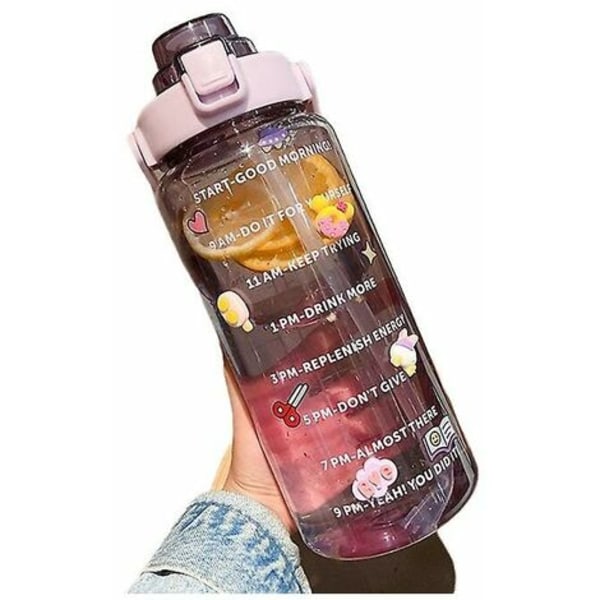 2 liters sportshalm vandflaske klistermærke Bærbar motionscykel kop koldt vand flaske