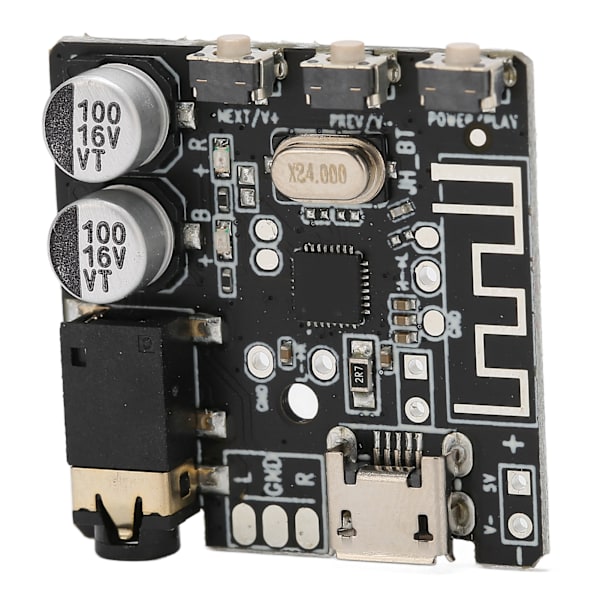 Bluetooth 5.0 Stereo Forstærkerkort med Knapstyring DIY Sort