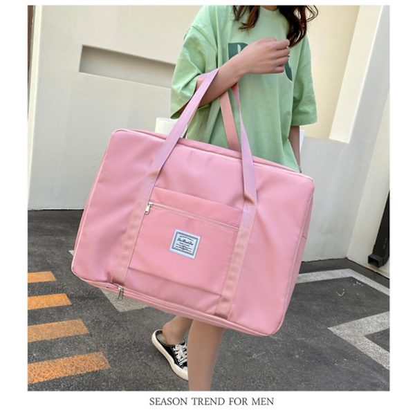 Bærbar Open End rejsebagage Bagageopbevaringstaske Bæretaske Oxford Cloth Large Kapacitet Pink