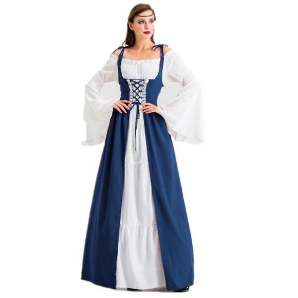 Halloween kostym medeltida renässans vintage klänning wine red XL