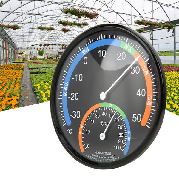 TH101 Sort Indendørs Udendørs Rund Pointer Termometer Hygrometer Temperatur Fugtighedsmåler