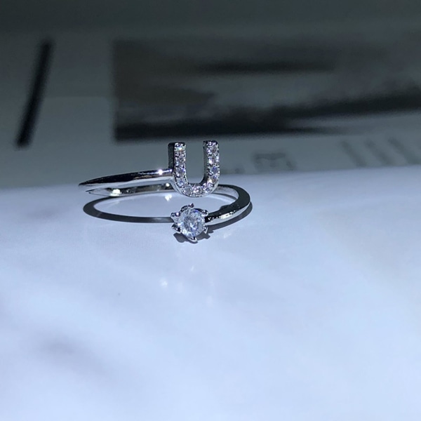 Ring Justerbar Open End Koppar Brev Kvinnor Finger Smycken För Dejting A