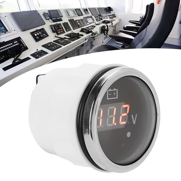 2in Batterispændingsmåler LED Digital Display IP67 Vandtæt Smart Alarm Universal til Båd Auto Sort