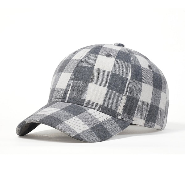 Plaidprint baseballkasket Justerbar blød bomuld Klassisk mode sort og rød ternet K329