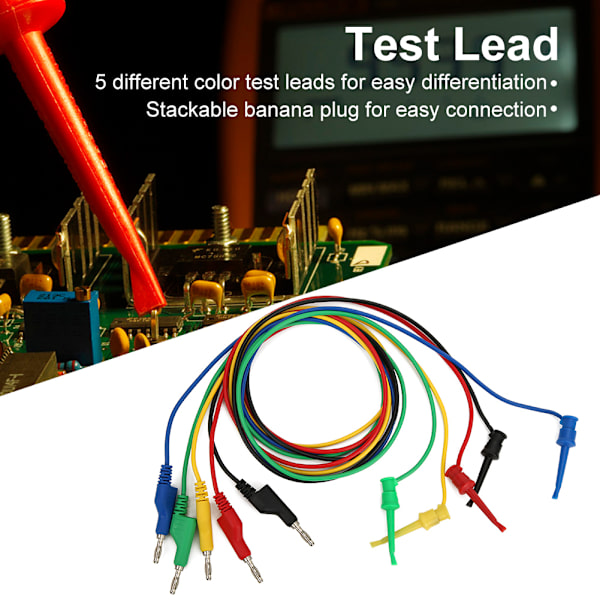 5 stk 4 mm 1 m staplingsbare bananplugger til testklemme Multimeter testledning tilbehør