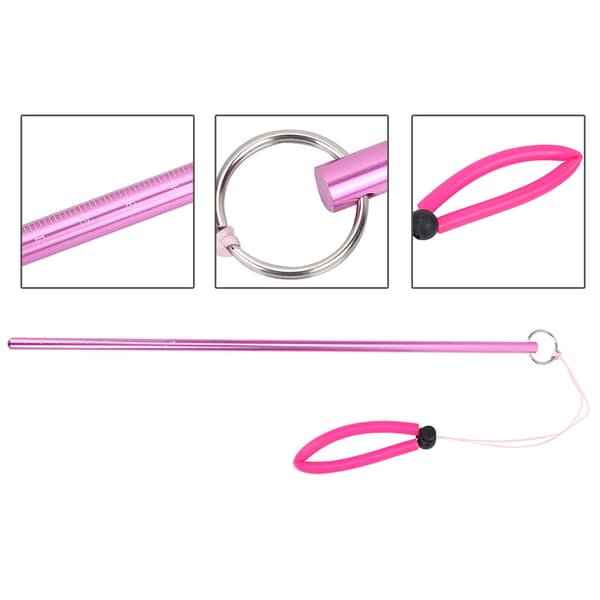 Dykstick av aluminiumlegering med mått och snodd (rosa)