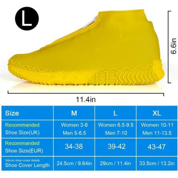 Vandtætte skobetræk, genanvendelige silikoneskobetræk med skridsikker forstærket sål til regnfulde og snedækkede dage til mænd, Wo