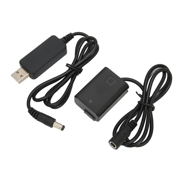 Sony A7 A7R A7S II FW50 DC Kobling Svart Full Dekoding Dummy Batteri med USB Adapterkabel