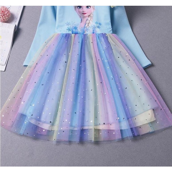 Flickor, prinsessklänning (ljusblå 140 cm)