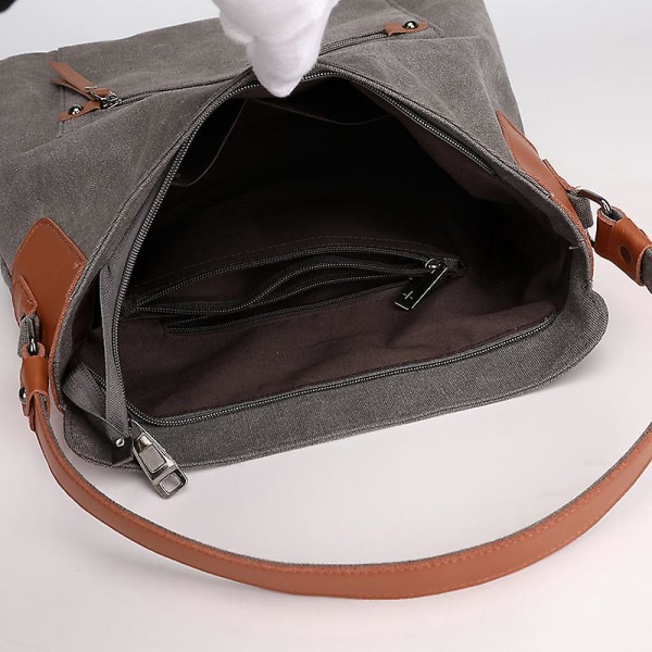 Stora handväskor Canvas Axelväska Dam Vintage Tote Bag Crossbody Bag för arbete Daglig användning med avtagbar axelrem, julklappar,mother E