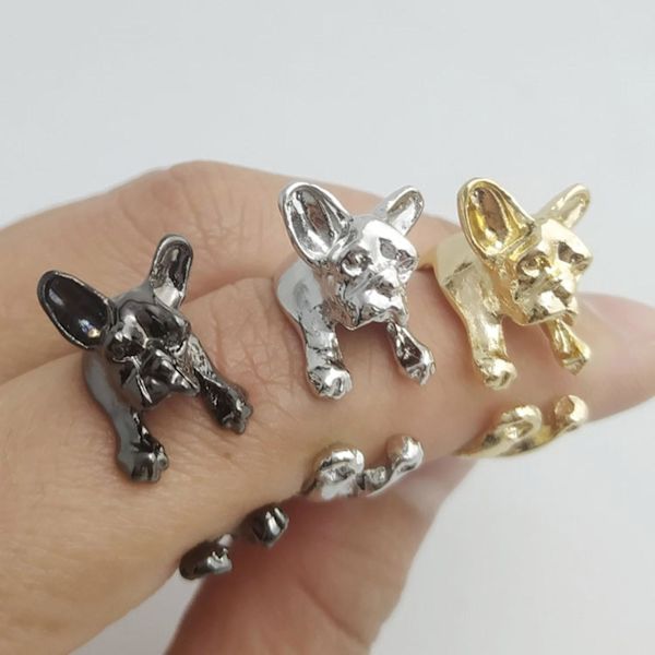 Sormussormus hieno muotoinen eloisa väriseos Vintage ranskanbulldoggisormus häänauha naiselle Black