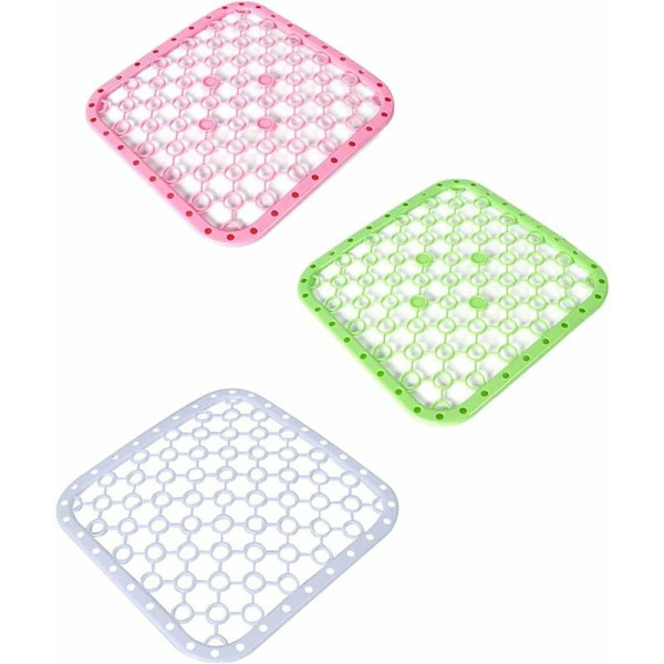 3 stycken Ideal diskbänksdyna Plast diskbänksskyddsdyna Hängande diskbänk botten diskbänk Frukt och grönsaker Dräneringsdyna Vit Grön Rosa 26*26cm