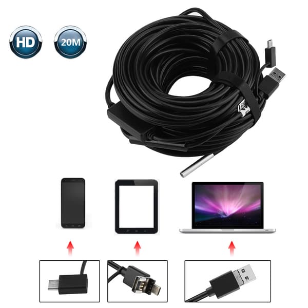 720P vanntett USB-endoskop for rør- og bilinspeksjon - 20m