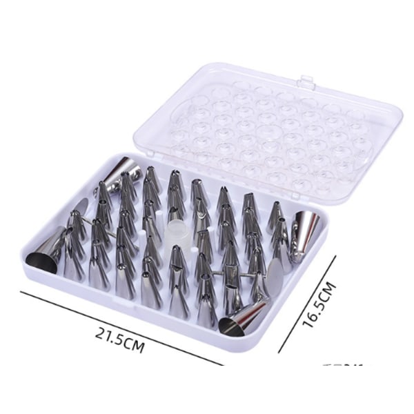 52 stk. rustfrit stål glasur sprøjte kage dyser med opbevaringsboks holdbar brug super omkostningseffektiv praktisk holdbar kagepyntningstips 55pcs
