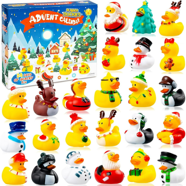 Julekalender med Ande - 24 Pakke Gummiande Julekalender 25 Dage Indtil Jul Nedtælling Ande, Julegaver