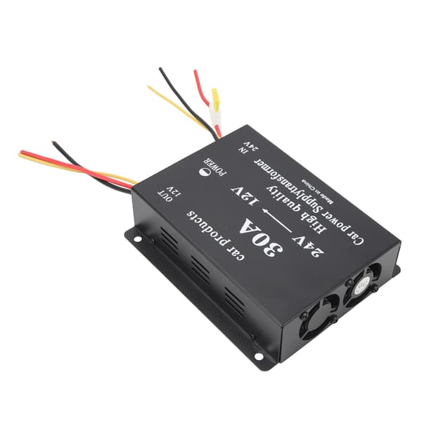 Bilstrømomformer 30A 24V til 12V DC Sort 300A Udgangsadapter til Bilkøleskab DVD VCD CD