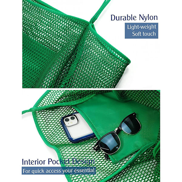 Mesh Beach Tote Dame Skulder Håndtaske A916-624 Green