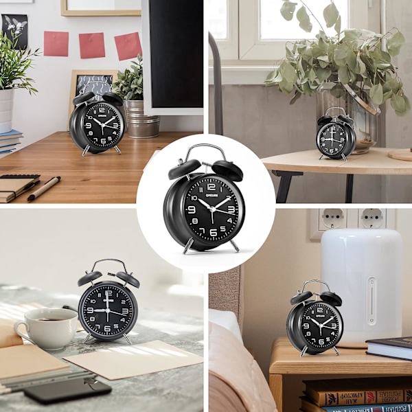 Väckarklocka Analog väckarklocka Hög väckarklocka för tunga sovande Stereo Urtavla Bakgrundsbelysning Batteri Vardagsrum Sovrum Bedside Klocka Present