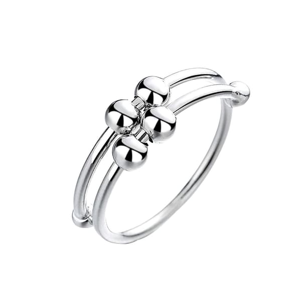 2 stk. Fidget Ring Guld Sølv Legering Angstlindring Afslappende Sind Åben Perle Ringe Kvinder Finger Tilbehør