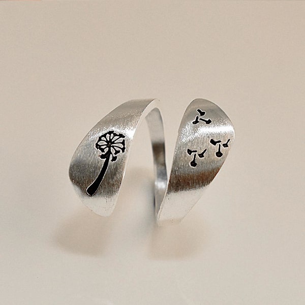 Enkel Kvinnor Maskros Spiral Öppning Finger Ring Justerbar Party Smycken Present