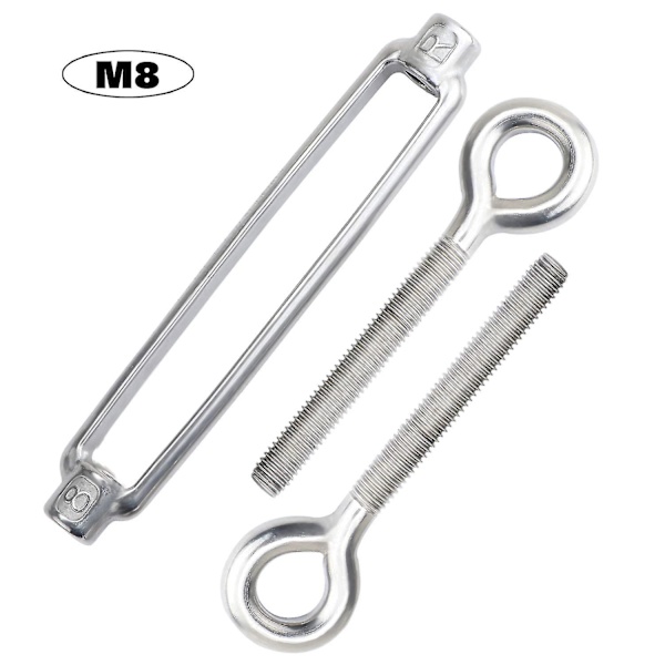 5-pack M8 rostfritt stål justerbar öga och ögonrep Loop Wire Spännare