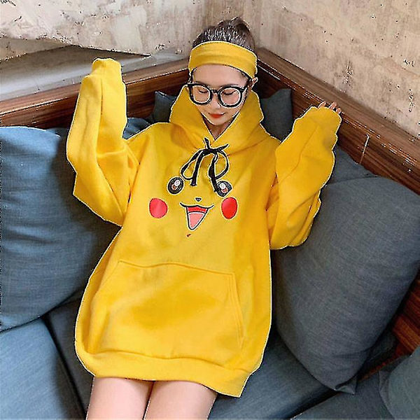 Elf Pikachu Sweatshirt Hoodie Jacka Lös yellow xxl