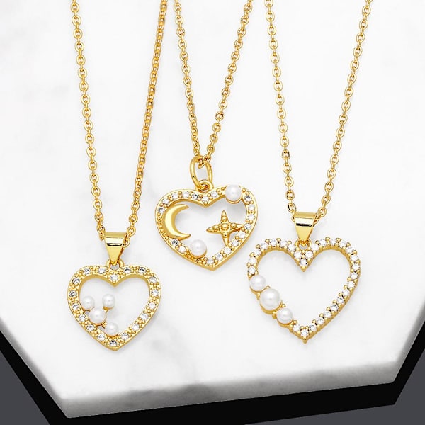 Halskæde Vintage Zircon Heart Stud Fashion smykker Ac9653