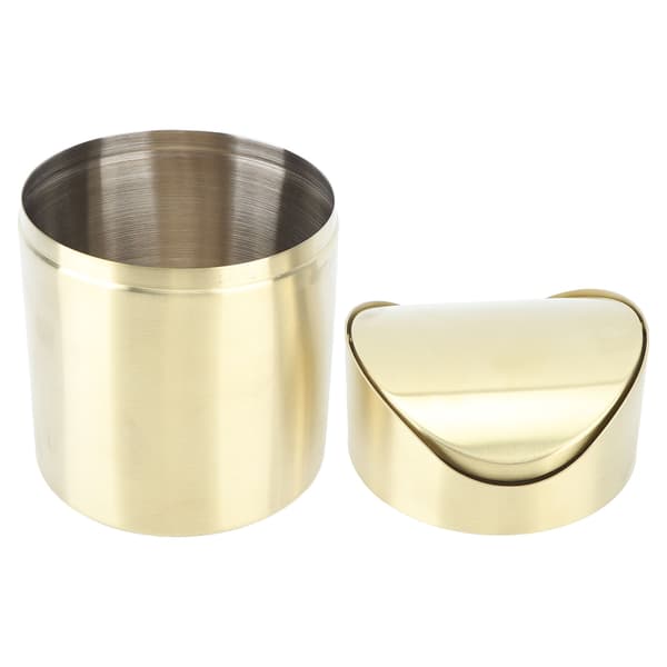 Rustfrit stål, fingeraftryksresistent mini kontoraffaldsspand, kompakt, pladsbesparende, guld