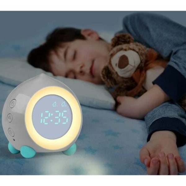 Barns väckarklocka Lyser upp Digital LED-lampa Väckarklocka Nattljus Flicka Pojkar Dag Natt Barn Justerbar volym Snooze USB Laddningsväckarklocka（W