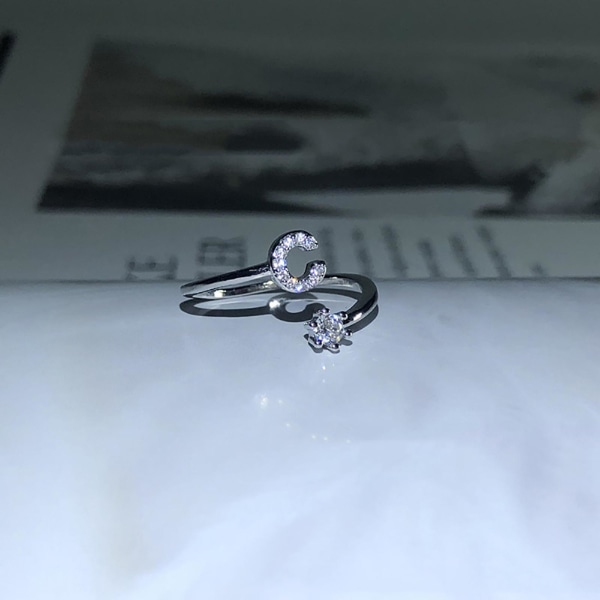 Ring Justerbar Open End Koppar Brev Kvinnor Finger Smycken För Dejting K