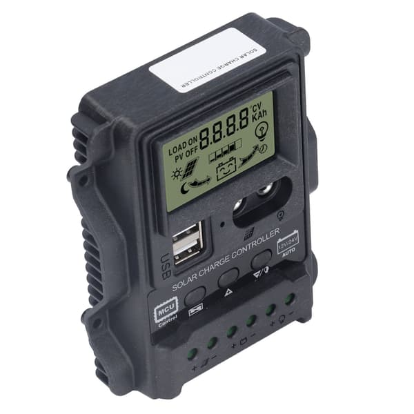 Dual USB Solar Opladningscontroller ABS LCD-skærm PWM 12V 24V 10A 130W 260W Lysstyring